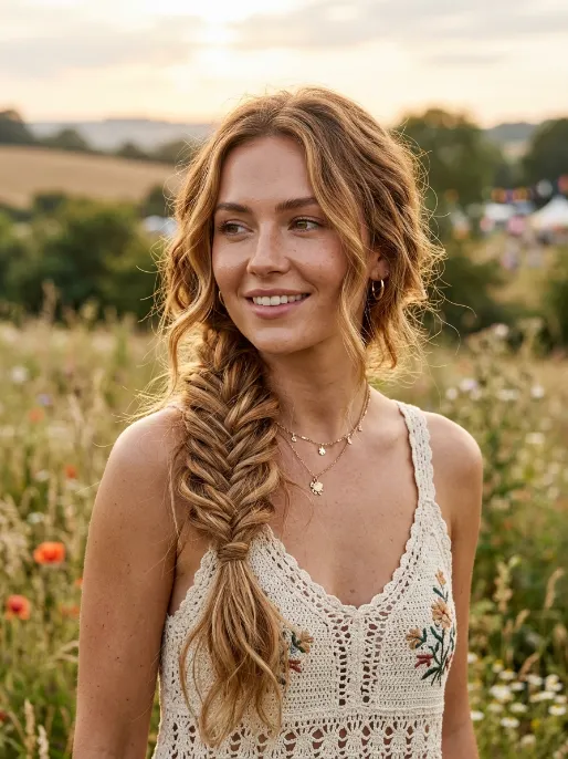 7. Loose Boho Fishtail Braid