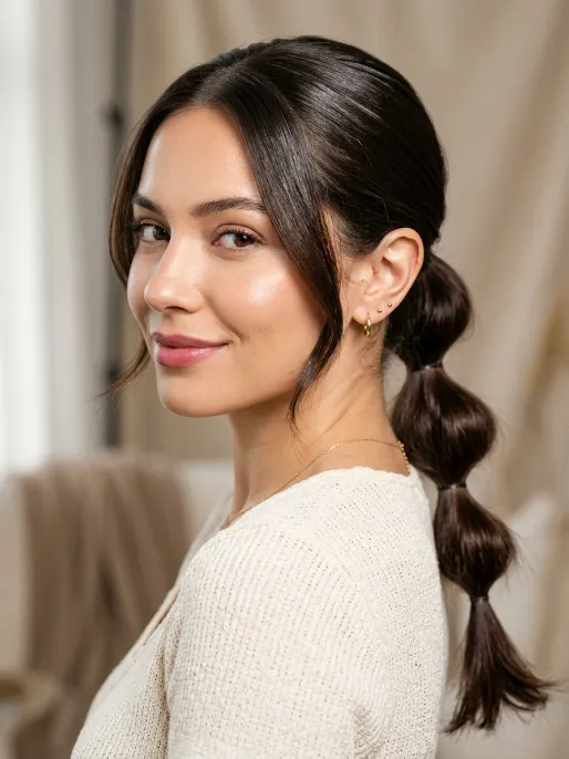 3. Low Bubble Ponytail