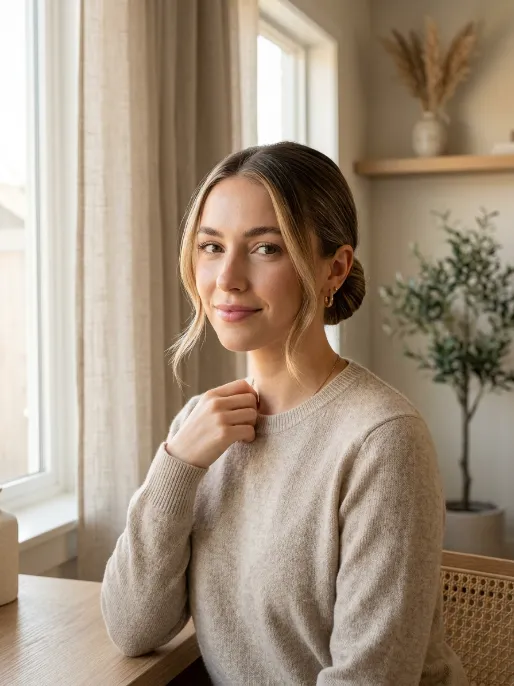 8. Low Bun with Face Framing Pieces