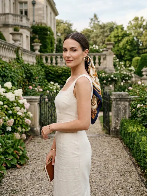 5. Low Ponytail with a Silk Scarf