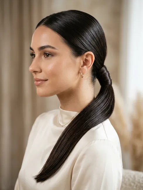 16. Low Ponytail with a Wrap