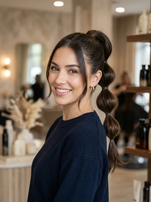 14. Medium Hair Bubble Ponytail