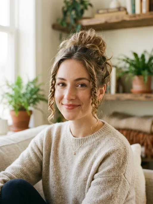 11. Messy Bun with Front Twists