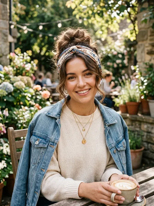23. Messy Bun with Headband