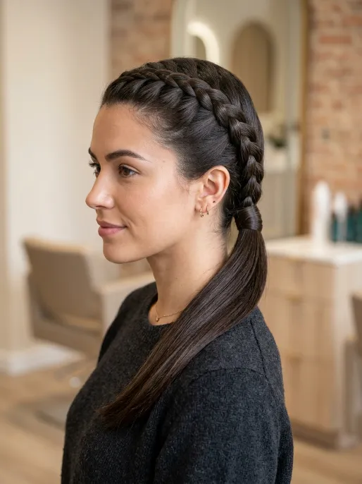 14. Reverse Dutch Braid into Ponytail
