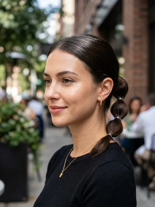 13. Short Hair Bubble Ponytail