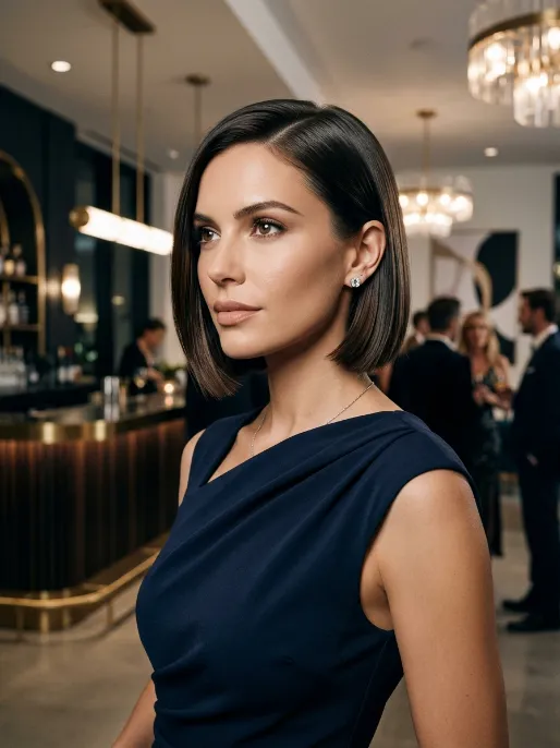 21. Sleek Bob with Side Part