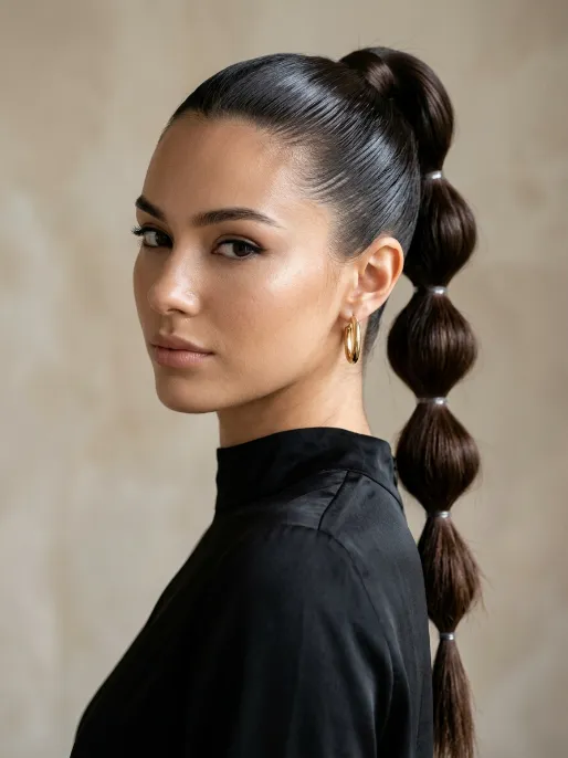 7. Sleek Bubble Ponytail
