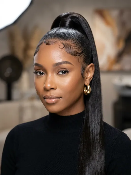 22. Sleek Ponytail with Slicked Baby Hairs