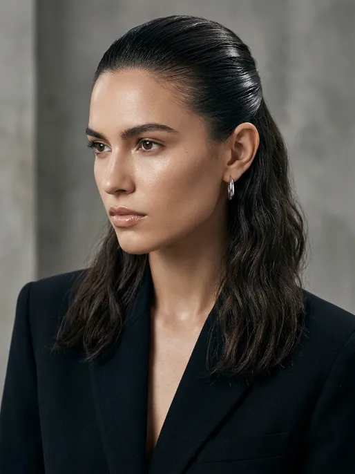 18. Slicked Half Up Style