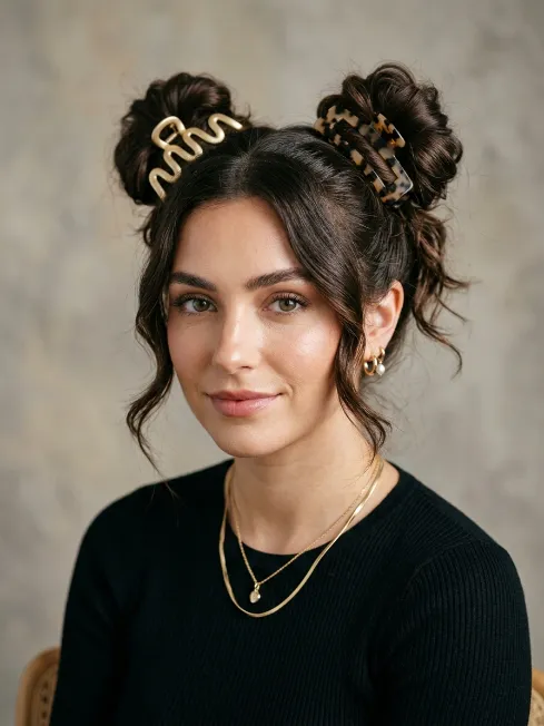 16. Space Buns with Claw Clips