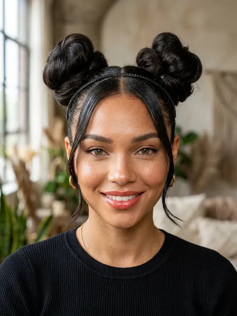 18. Space Buns with Headband