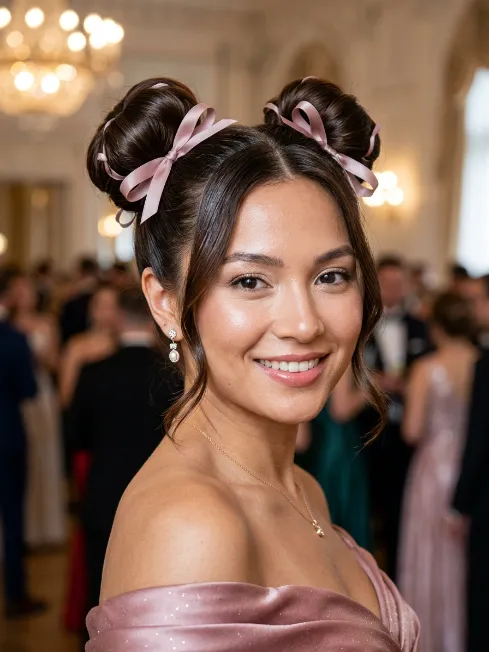 14. Space Buns with Ribbons