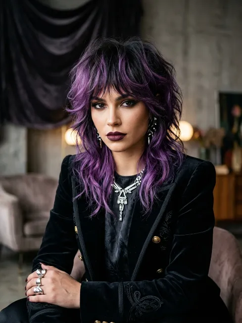 23. Statement Wolf Cut with Full Styling