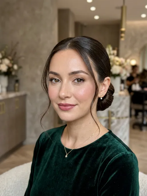 15. Straight Hair Low Bun with Face Framing Pieces