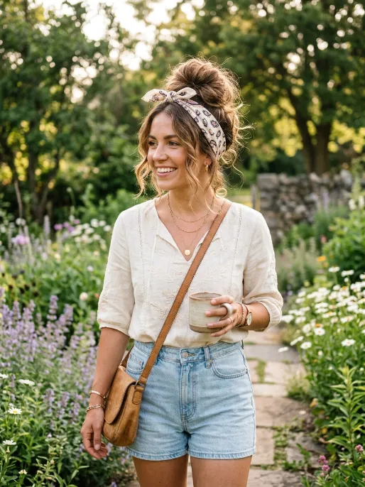 12. Textured Bun with Bandana