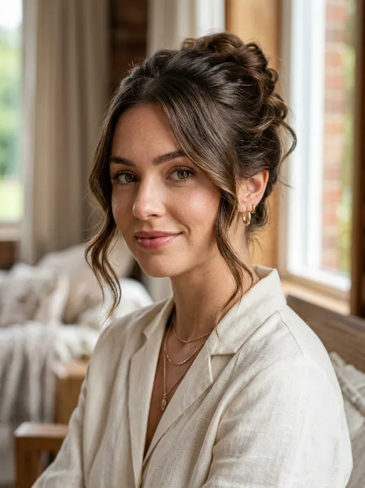 14. Textured Bun with Face Framing Pieces
