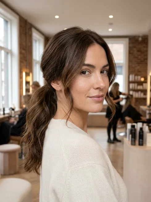 19. Textured Low Ponytail