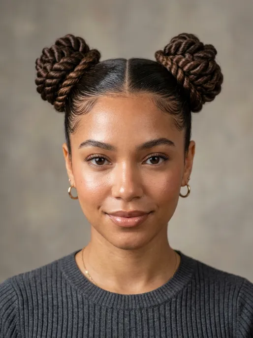 10. Twisted Space Buns