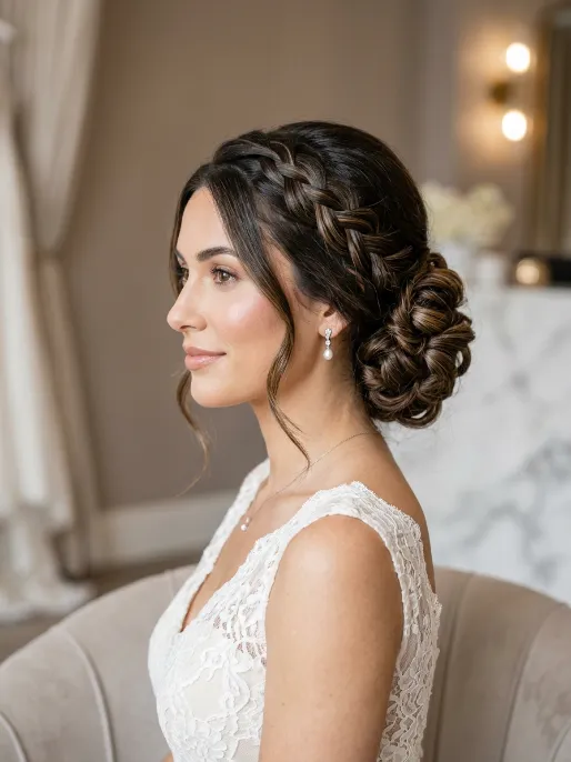 28. Waterfall Braid Updo Combo
