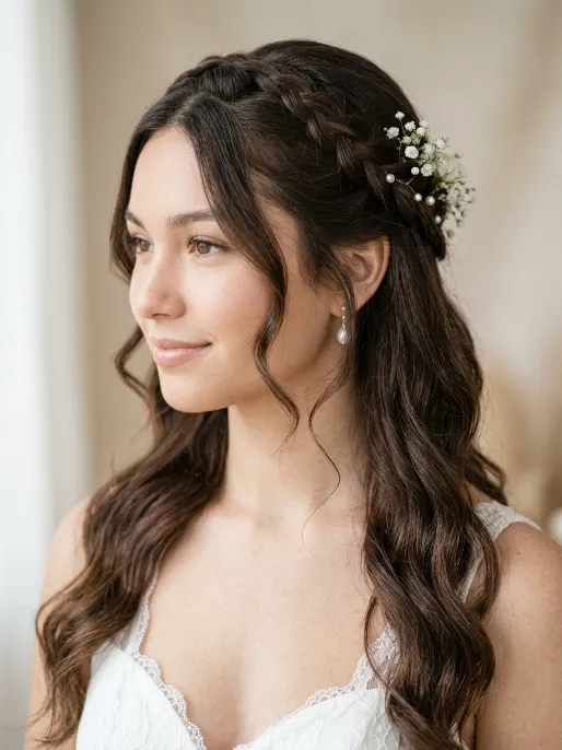 24. Waterfall Braid with Face Framing Curls