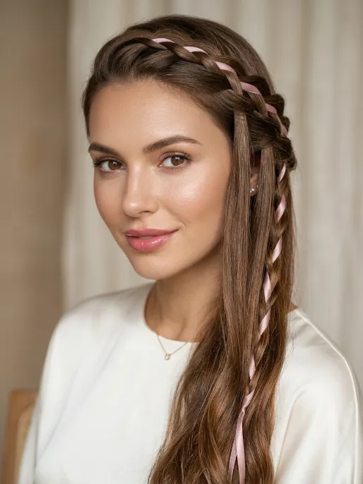17. Waterfall Braid with Ribbon