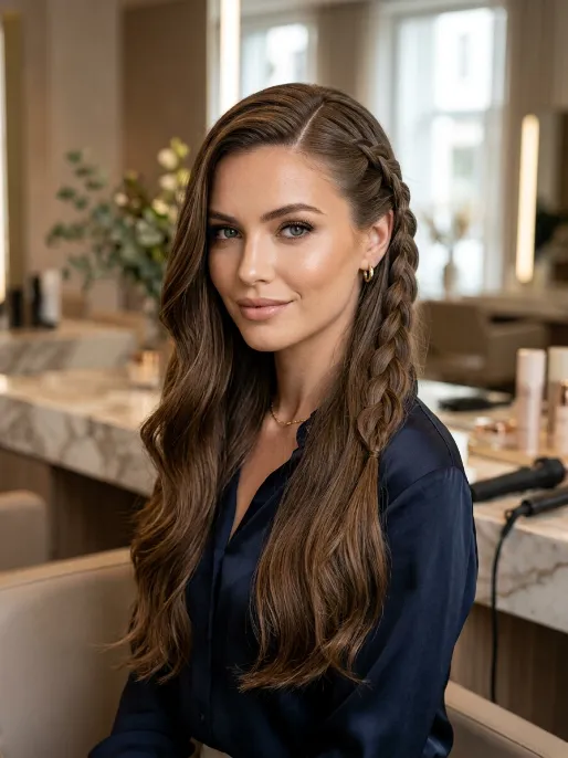 20. Waterfall Braid with Side Part