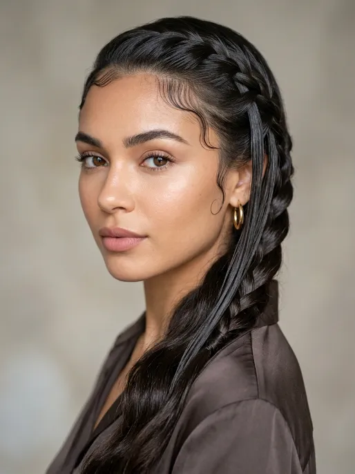 26. Waterfall Braid with Slicked Baby Hairs