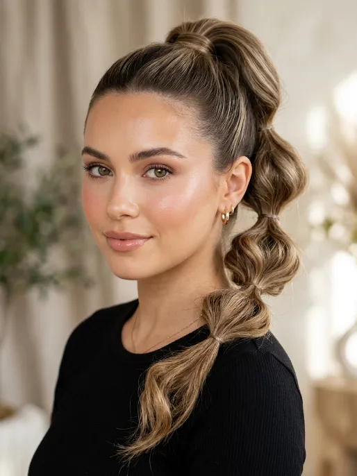 21. Wavy Bubble Ponytail