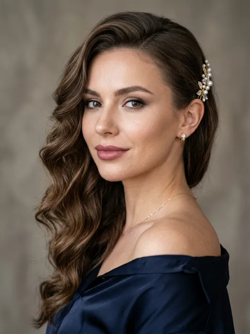 10. Wavy Side Swept Style