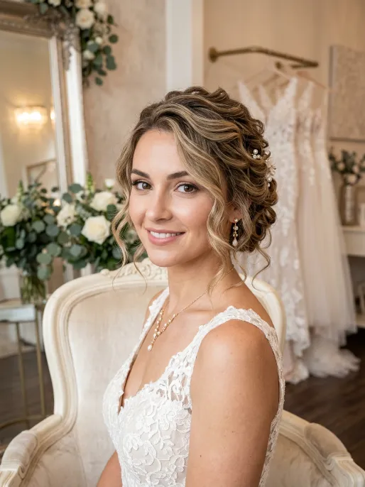 16. Wavy Updo with Pins