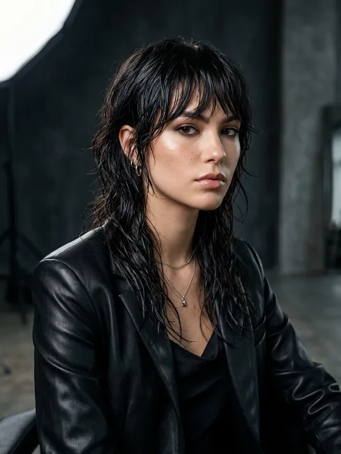 19. Wolf Cut with Wet Look Style